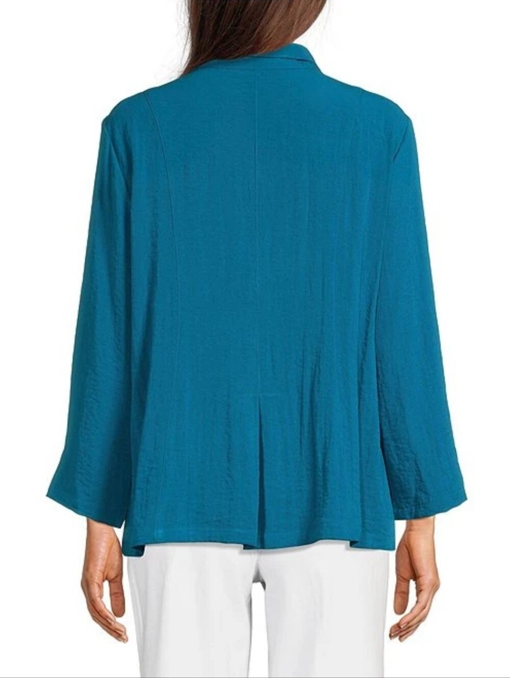 Ali Miles Woven Solid Wire Collar 3/4 Sleeve Pleated Hem Button Front Tunic 3X - Picture 2 of 5